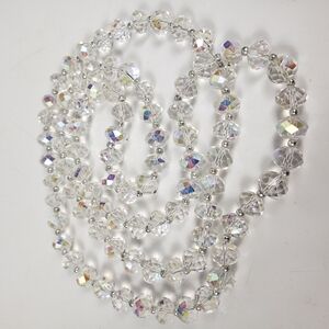 Aurora Borealis Glass Crystals Necklace Vintage Single Strand 32 inches Total